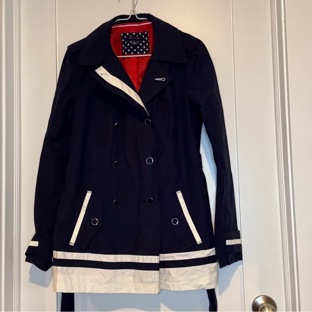 Tommy Hilfiger Navy and White Trench Coat